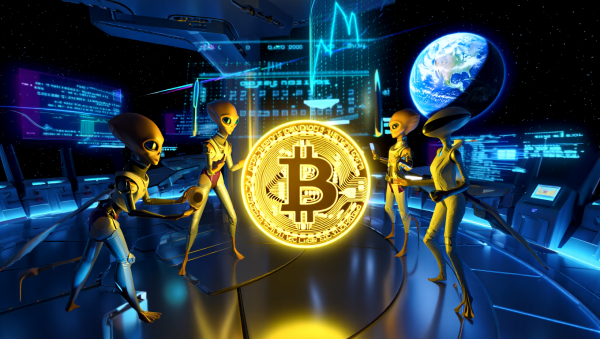 비트코인이 우주적 충격 속에서 진정한 안전자산으로 자리 잡을지, 아니면 또 다른 혼란의 중심이 될지는 여전히 미지수다. [사진: Reve AI]