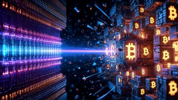 양자컴퓨팅 기술이 암호화폐 시장의 잠재적 위협으로 다가오고 있지만, 실은 과장된 것이라는 지적이 나왔다. [사진: Reve AI]