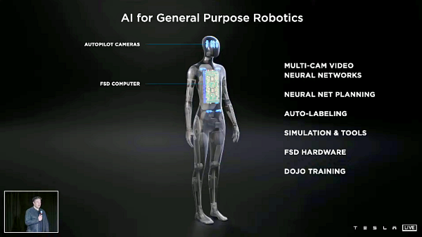 테슬라 휴머노이드 로봇 [사진: 테슬라 유튜브]
