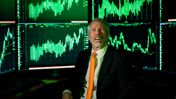 암호화폐 보유 기업 주식은 상승장에서는 강력한 수익률을 보이지만, 하락장에서는 암호화폐보다 더 큰 폭으로 하락한다.. [사진: Reve AI]