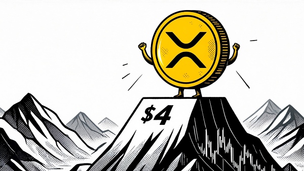 4달러 고지 점령을 눈 앞에 둔 XRP [사진: Reve AI]