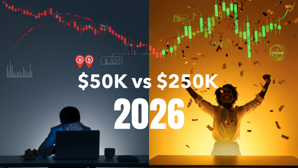 2026년 암호화폐 시장 전망이 극명하게 엇갈리고 있다. [사진: Reve AI]