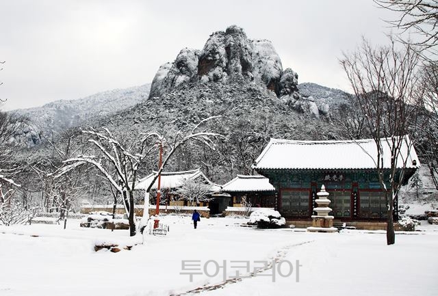 눈이 소복이 내린 대전사 풍경/사진-청송군