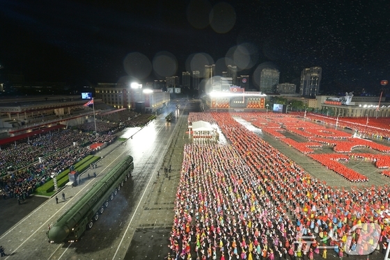 North Korea held a military parade at Kim Il-sung Square in Pyongyang on October 10 last year to celebrate the 80th anniversary of the founding of the Workers\' Party. The new intercontinental ballistic missile (ICBM), the Hwasong-20, was also unveiled for the first time that day / Rodong Sinmun