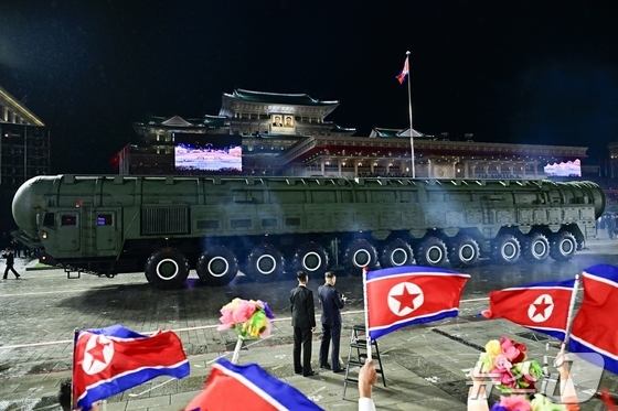 The Hwasong-20 intercontinental ballistic missile (ICBM), first publicly displayed in North Korea\'s October military parade last year / Rodong Sinmun