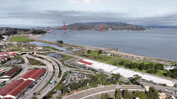 Drone footage captured at the Palace of Fine Arts venue in San Francisco, U.S., on Tuesday, one day before Galaxy Unpacked 2026 / Provided by Samsung Electronics