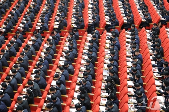 The conference hall at the April 25 Cultural Center in Pyongyang, where North Korea\'s 9th Workers\' Party Congress is underway / Rodong Sinmun