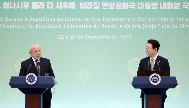 브라질 대통령, 한-브라질 공동언론발표<YONHAP NO-6772>
