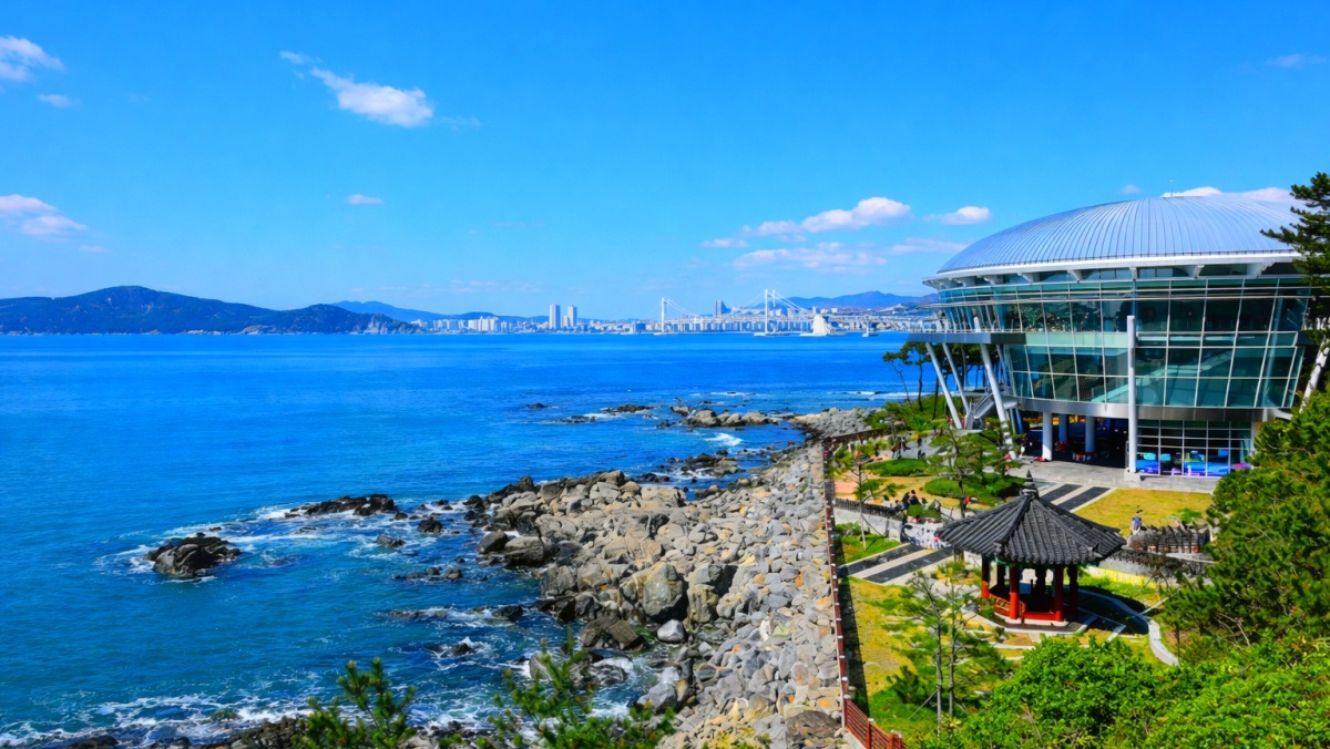 &nbsp;   Busan\'s Sunrise Park. AI-generated image based on article content.