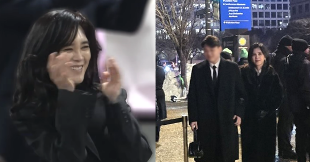 이부진 호텔신라 사장이 아들 동현 군의 휘문고 졸업식에 참석했다, 오른쪽은 ‘이건희 컬렉션’ 행사 참석 당시 아들 동현 군과 이부진 사장. ⓒ유튜브 채널 ‘채널A News’ / 연합뉴스