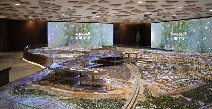 사우디아라비아 디리야컴퍼니 본사 내에 전시된 조감도 모형. 디리야 일부 구역의 지하 공간 계획이 표현돼 있다. ⓒ카카오모빌리티
