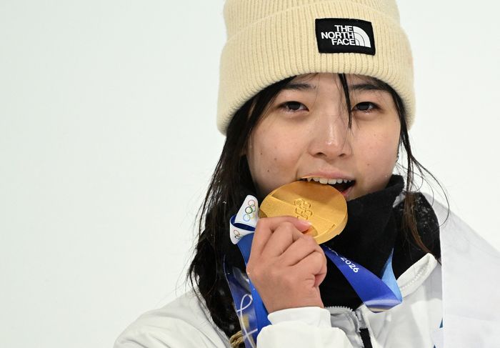 설상 첫 금메달을 획득한 스노보드 최가온. ⓒ REUTERS/연합뉴스