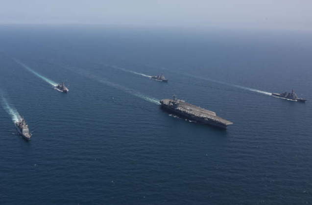 미국 항공모함 에이브러햄 링컨함이 지난달 19일 중동 지역으로 향하고 있다. ⓒ페이스북/뉴시스