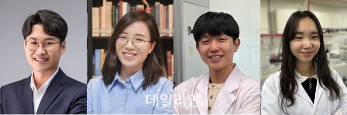 (왼쪽부터)김명수 교수, 신우정 교수, 이승찬 연구원, 최은호 연구원.ⓒUNIST