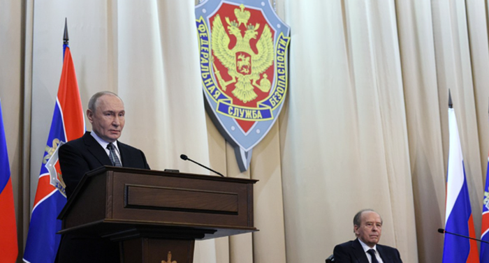 블라디미르 푸틴 러시아 대통령이 24일(현지시간) 모스크바에서 연설하고 있다. ⓒEPA/연합뉴스