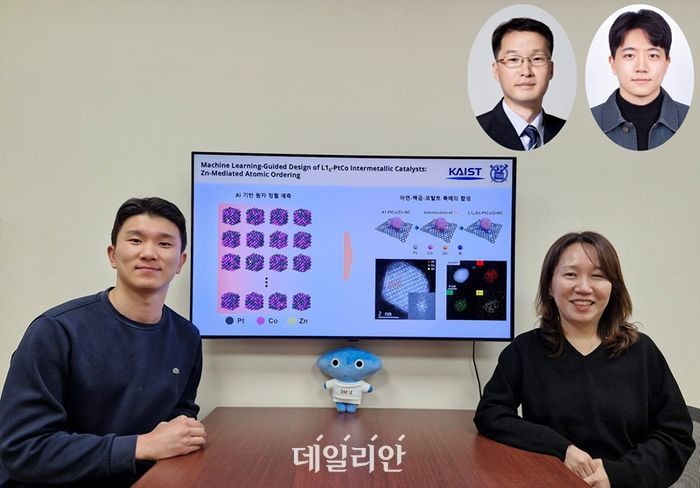 (왼쪽부터)장현우 박사과정, 조은애 교수, (상단 왼쪽부터)서울대 이원보 교수, 류재현 박사.ⓒKAIST