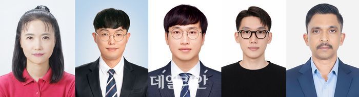 (왼쪽부터) 장지현 교수, 강지훈 박사, 윤기용 박사, 경승규 연구원, 바라지 굴레 박사.ⓒUNIST
