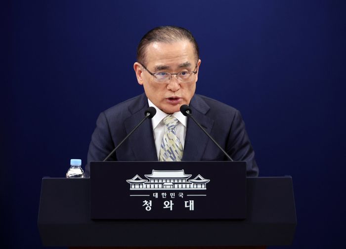 위성락 안보실장이 1월 9일 청와대에서 이재명 대통령 방일 일정 관련 브리핑을 하고 있다. ⓒ뉴시스