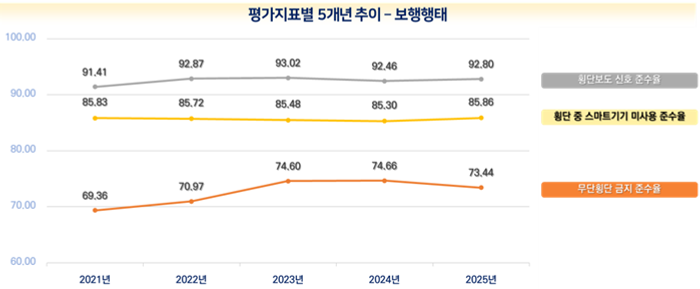 최근 5년간 보행행태 조사 결과.ⓒ국토교통부