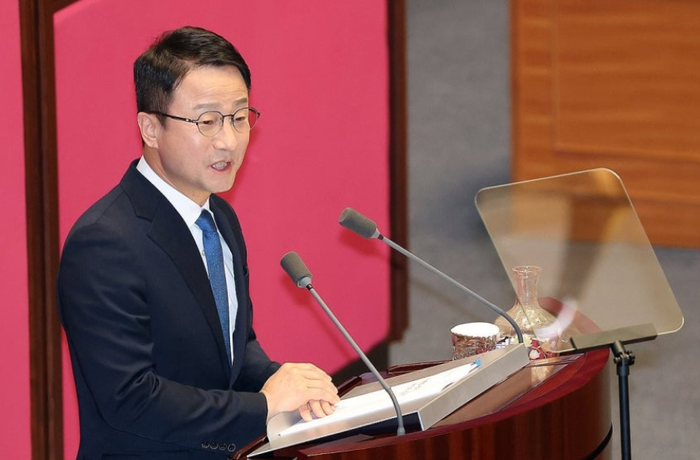 더불어민주당 한병도 원내대표가 3일 국회 본회의에서 교섭단체 대표연설을 하고 있다. ⓒ연합뉴스