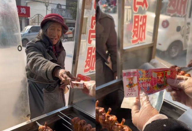 중국에서 한 노점상 주인이 가짜 화폐를 건네는 노인에게도 음식을 건넨 이야기가 알려지며 화제가 되고 있다. 사진=SCMP