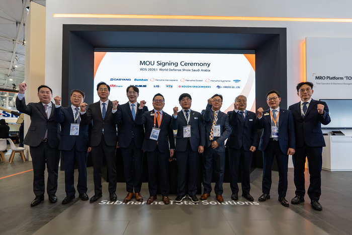 사우디아라비아 및 중동시장 공동 진출을 위한 업무협약(MOU) 체결식. 한화오션 SNS