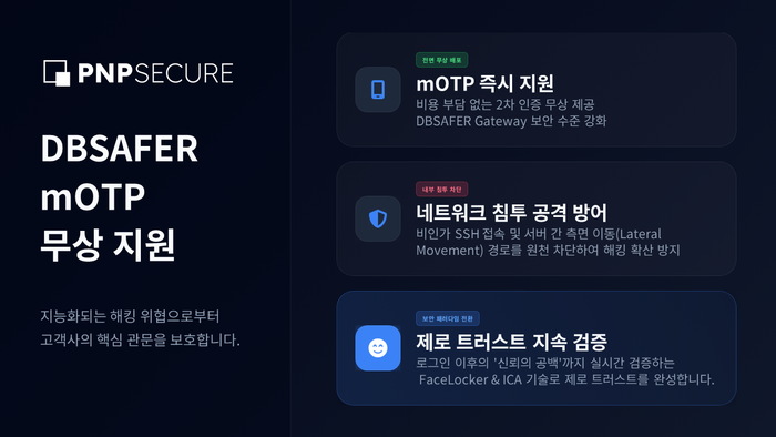 피앤피큐어 디비세이퍼 mOTP 무상지원
