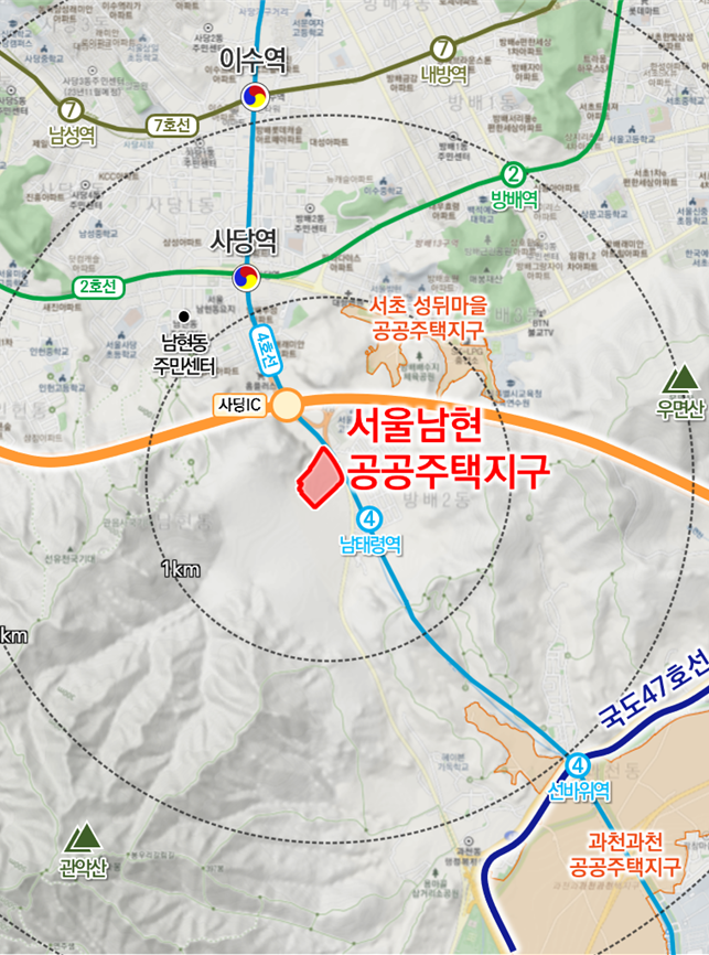 서울 남현지구 위치도