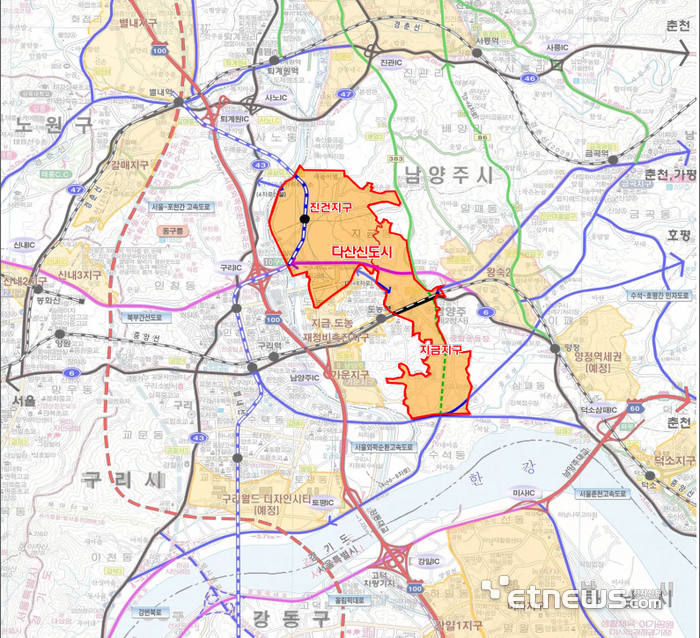 남양주 다산신도시 위치도.