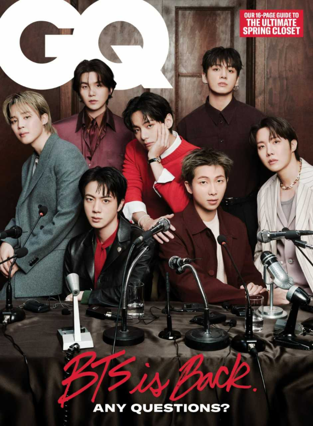 오는 3월20일 컴백을 앞두고  패션지 GQ 3월호에 표지모델로 등장한 방탄소년단. 사진제공=GQ