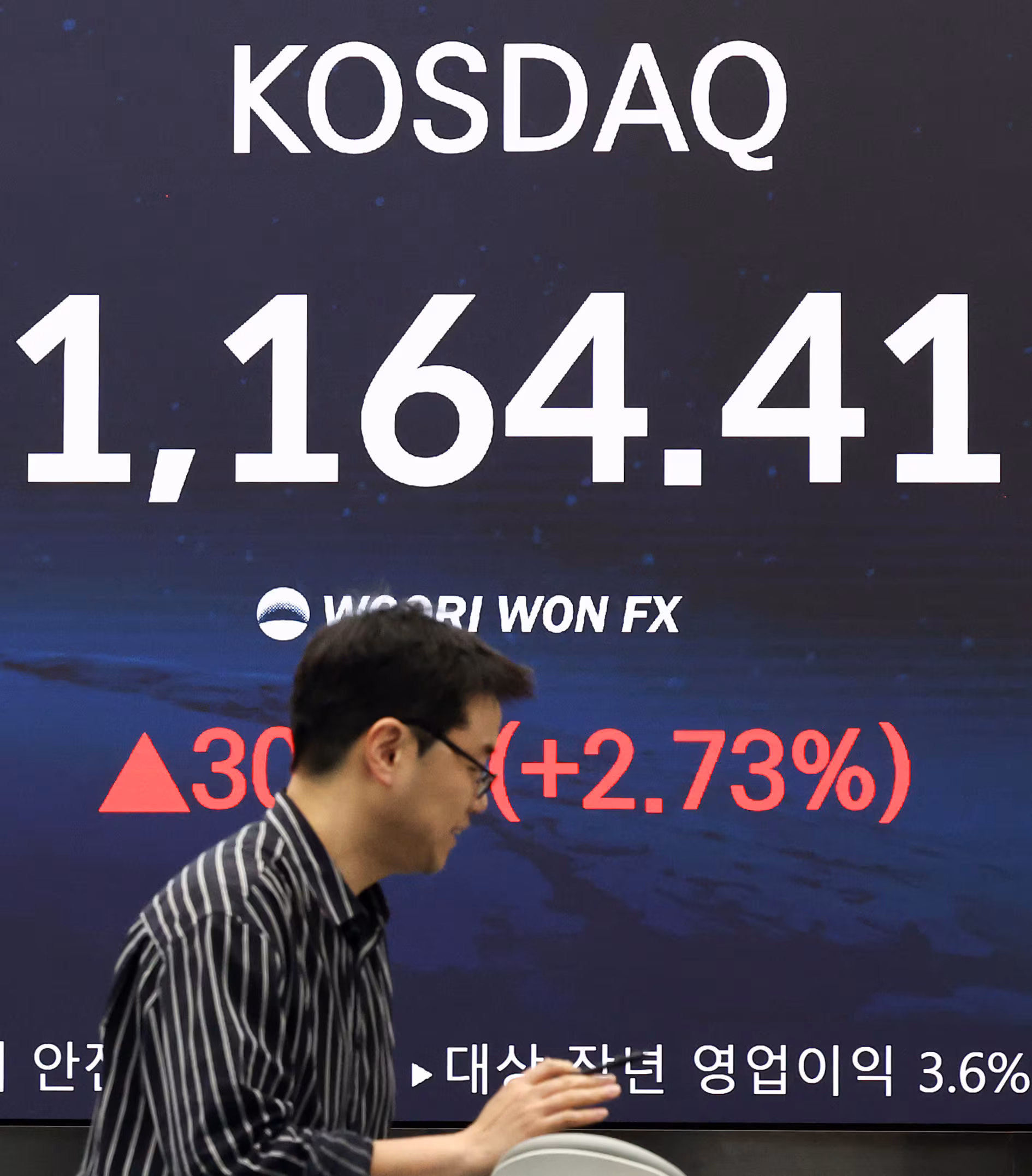 29일 오후 서울 중구 우리은행 본점 딜링룸 전광판에 증시 현황이 표시되어 있다. /뉴스1