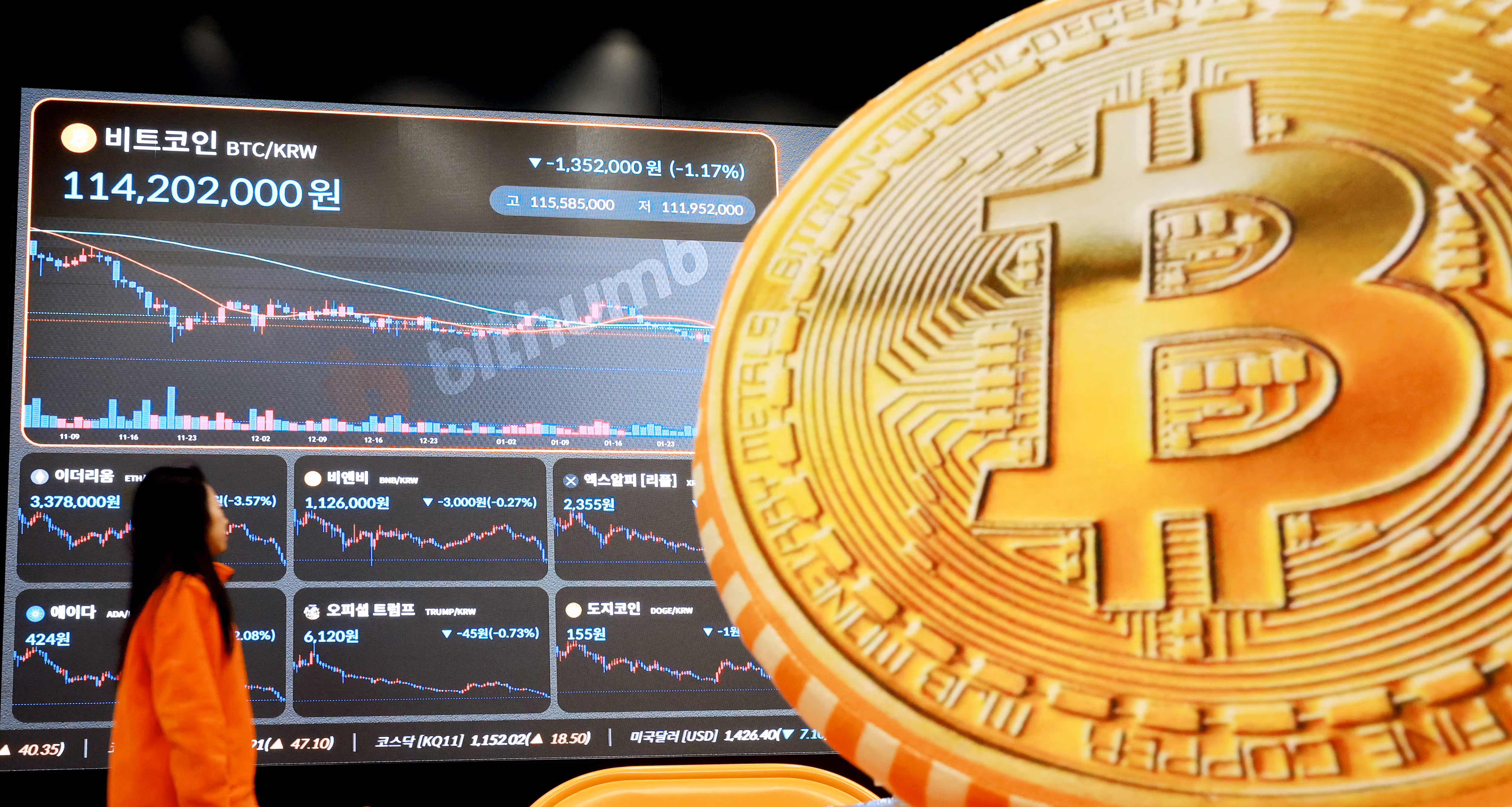 서울 서초구 빗썸라운지 강남본점 현황판./뉴스1