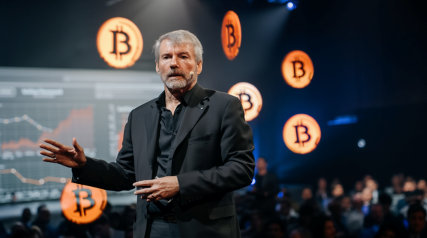 마이클 세일러 스트래티지 회장과 비트코인 [사진: Reve AI]