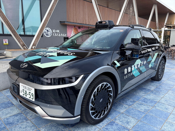 오토노머스에이투지가 일본 도쿠시마현 나루토시 자율주행 택시 실증 사업에 투입하는 레벨4 시스템 탑재 아이오닉5 차량 [사진: 오토노머스에이투지] 