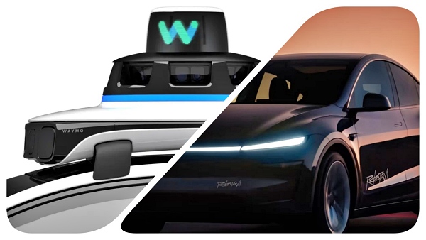 테슬라가 인간운전자의 필요성을 인정했다.  웨이모(좌)  테슬라(우) [사진: 웨이모, 테슬라]