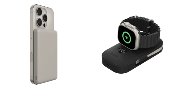 부스트차지 초슬림 마그네틱 보조배터리(좌)와 부스트차지 프로 애플워치 겸용 보조배터리 (우) [사진: 벨킨]