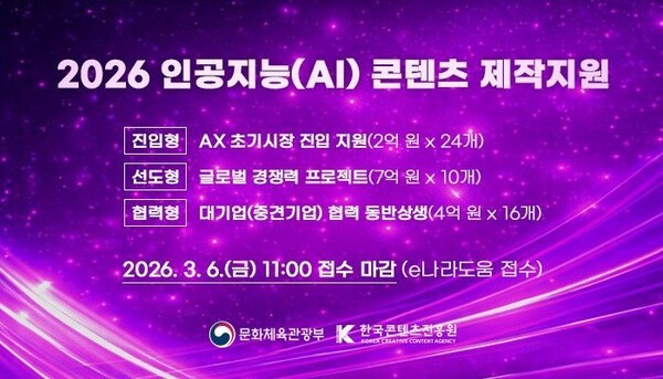 2026 인공지능 콘텐츠 제작지원. (콘진원 제공) *재판매 및 DB 금지