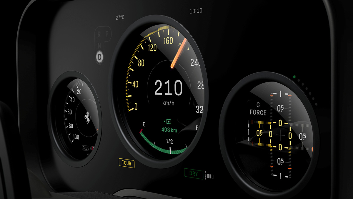 &nbsp;  The Ferrari Luce\'s instrument cluster. / Ferrari