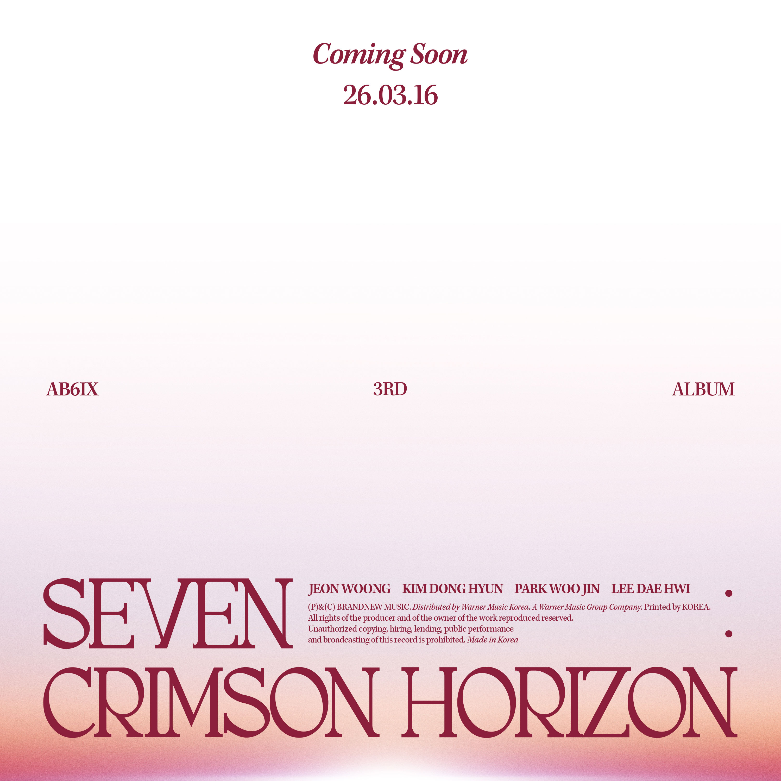 3RD ALBUM ‘SEVEN : CRIMSON HORIZON(세븐 : 크림슨 호라이즌)’ 커밍순 포스터