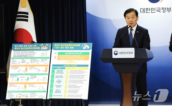 Lee Hyung-hoon, second vice minister of Health and Welfare, speaks during a pre-briefing on the third Basic Plan for Mental Health Welfare at the Government Complex in Asia, on March 27, 2026. / Courtesy of News1