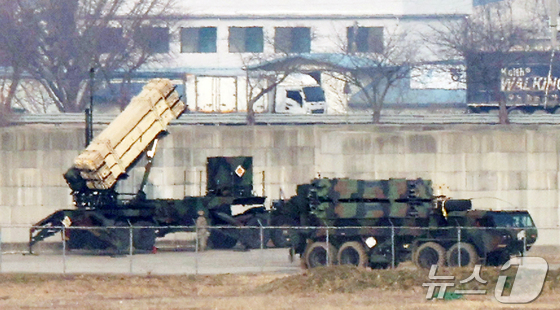 Patriot missiles, an air defense weapon system, are deployed at Osan Air Base, a U.S. military base in Pyeongtaek, Gyeonggi Province / News1