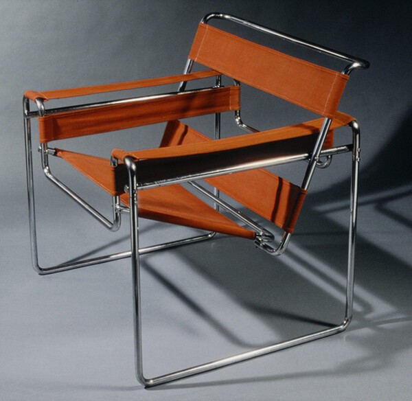 Marcel Breuer, Wassily Chair (Model B3), 1925, chrome-plated tubular steel and canvas, 73.7 × 79.5 × 68.6 cm, San Francisco Museum of Modern Art.