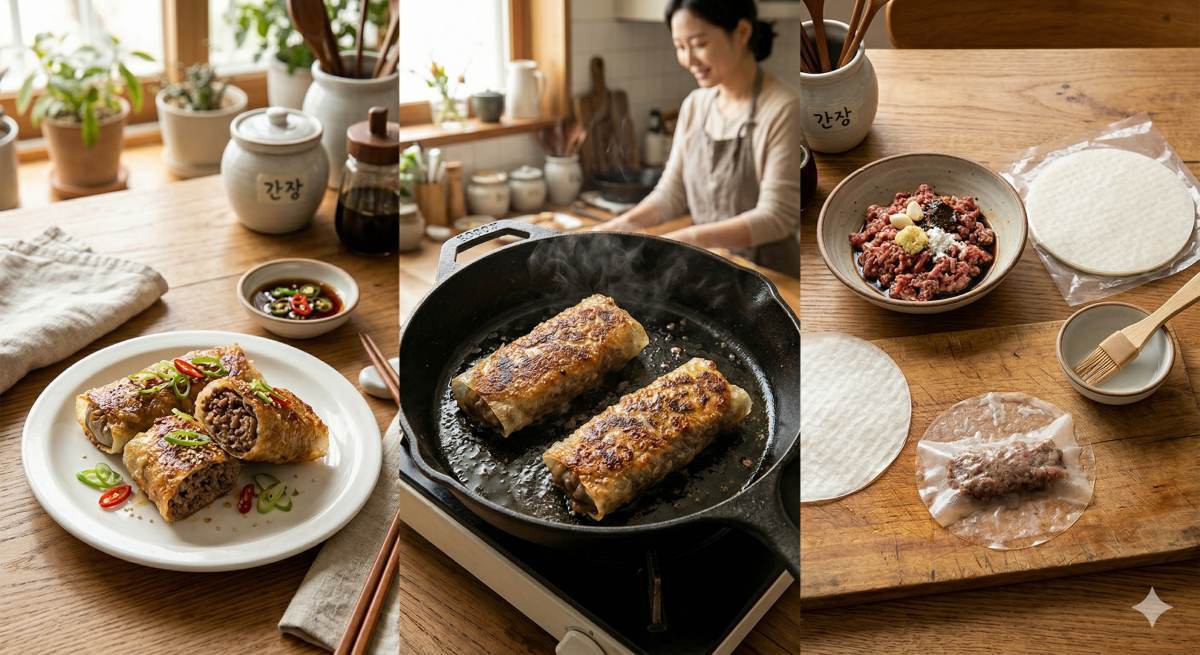 &nbsp;   Making yukjeon (AI-generated)
