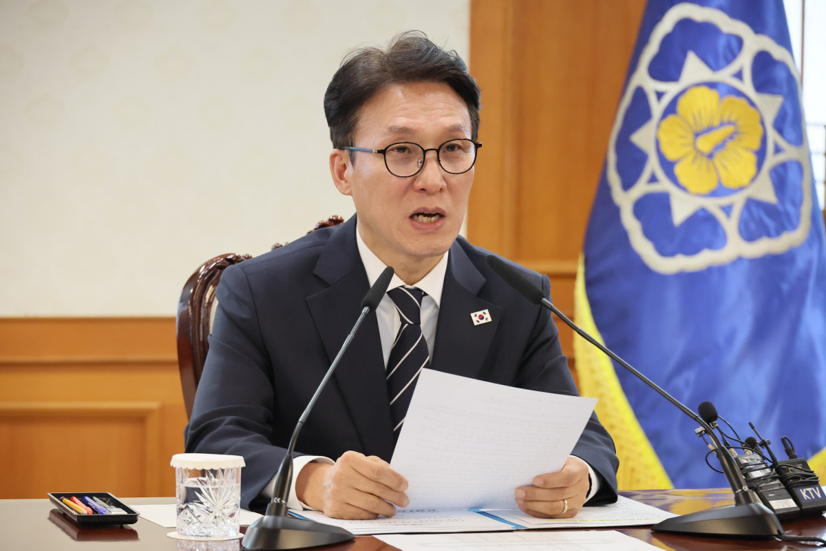 Yonhap NewsPrime Minister Kim Min-seok speaks during a UN AI Hub hosting support task force meeting at the Government Complex Seoul in Jongno on March 10.