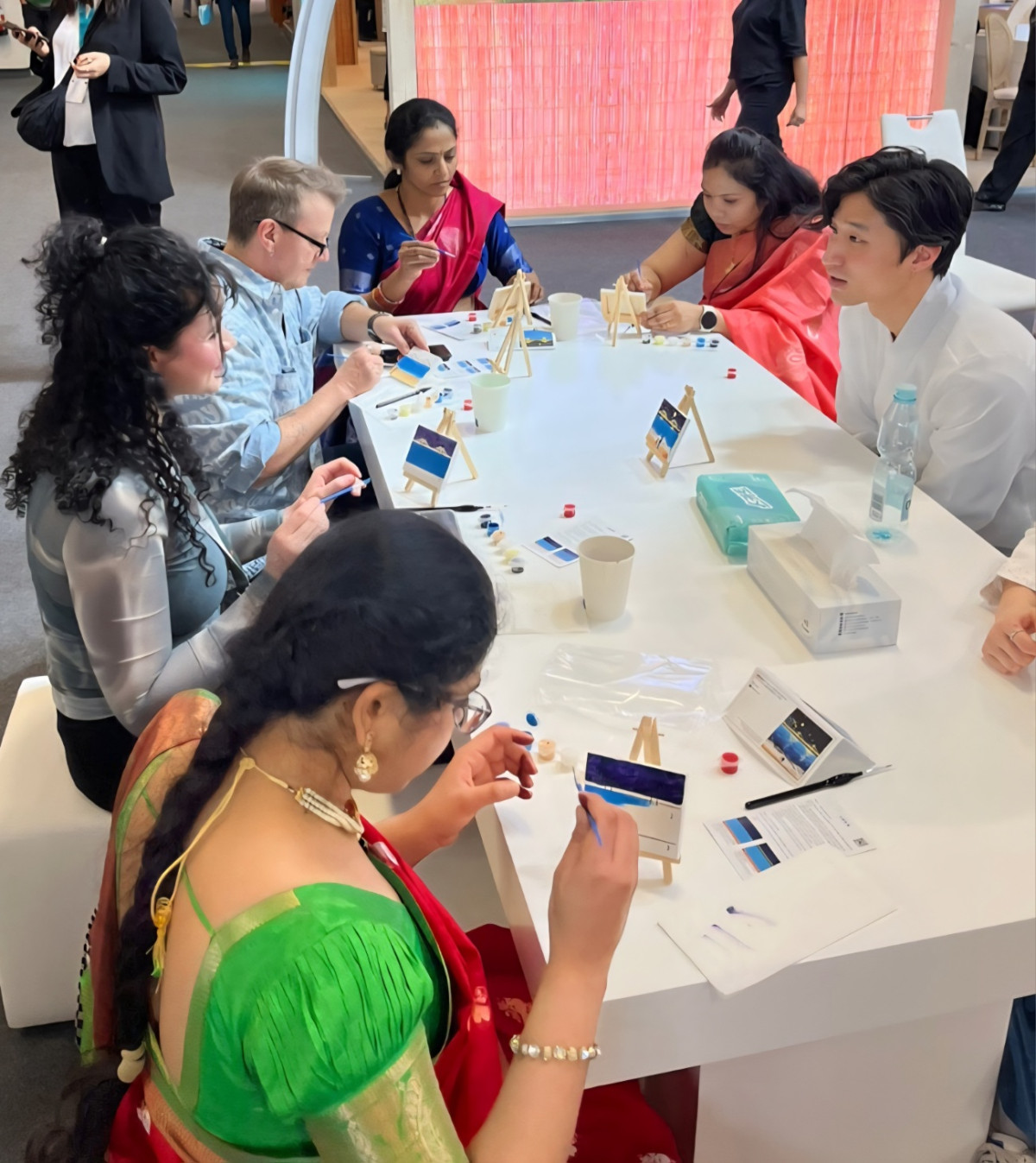 Photo credit: Korea Tourism OrganizationVisitors to the Korea pavilion try a painting activity at Busan’s Gwangalli Beach