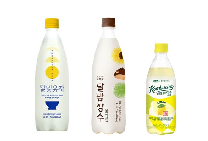 (왼쪽부터 오른쪽)달빛유자, 달밤장수, 티젠콤부차주레몬 제품 이미지 ⓒ서울장수