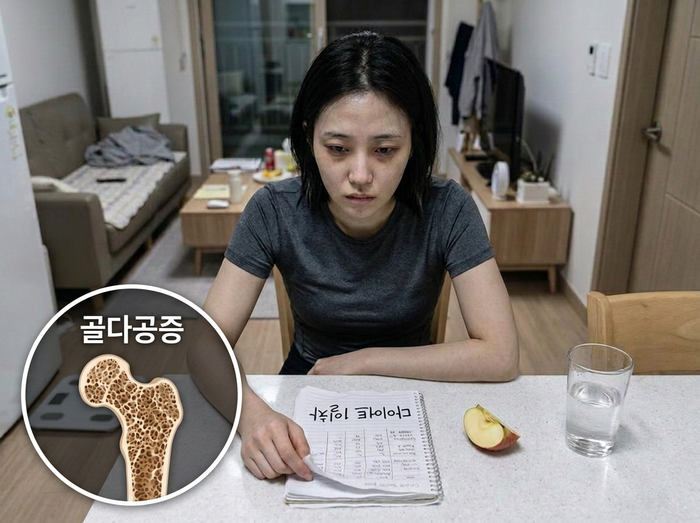 다이어트에 힘들어 하는 20대 여성의 모습(AI 제작) ⓒ자생한방병원