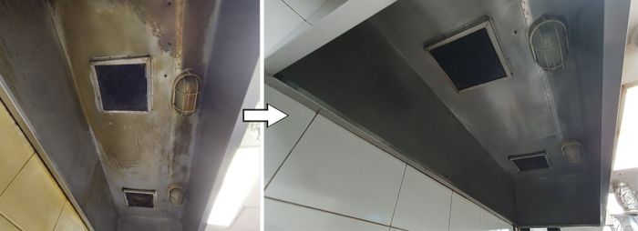 일반음식점 주방 후드 청소 전후 비교 모습. ⓒ성남시 제공