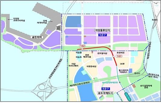 인천지하철 1호선 송도 8공구 연장사업 노선도 ⓒ 인천시 제공