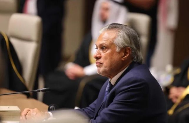 이샤크 다르 파키스탄 부총리 겸 외무장관이 지난 19일 사우디아라비아 리야드에서 열린 장관급 협의 회의에 참석하고 있다. ⓒ AFP/연합뉴스